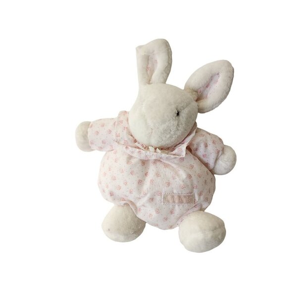 Carter's bunny puffer ball rattle toy white pink floral - Picture 1 of 8